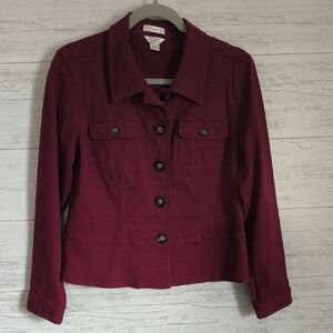 Christopher & Banks Deep Red Jean Jacket